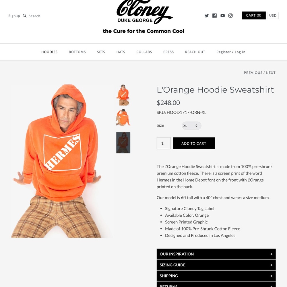 Cloney L'Orange Hoodie Sweatshirt - Orange